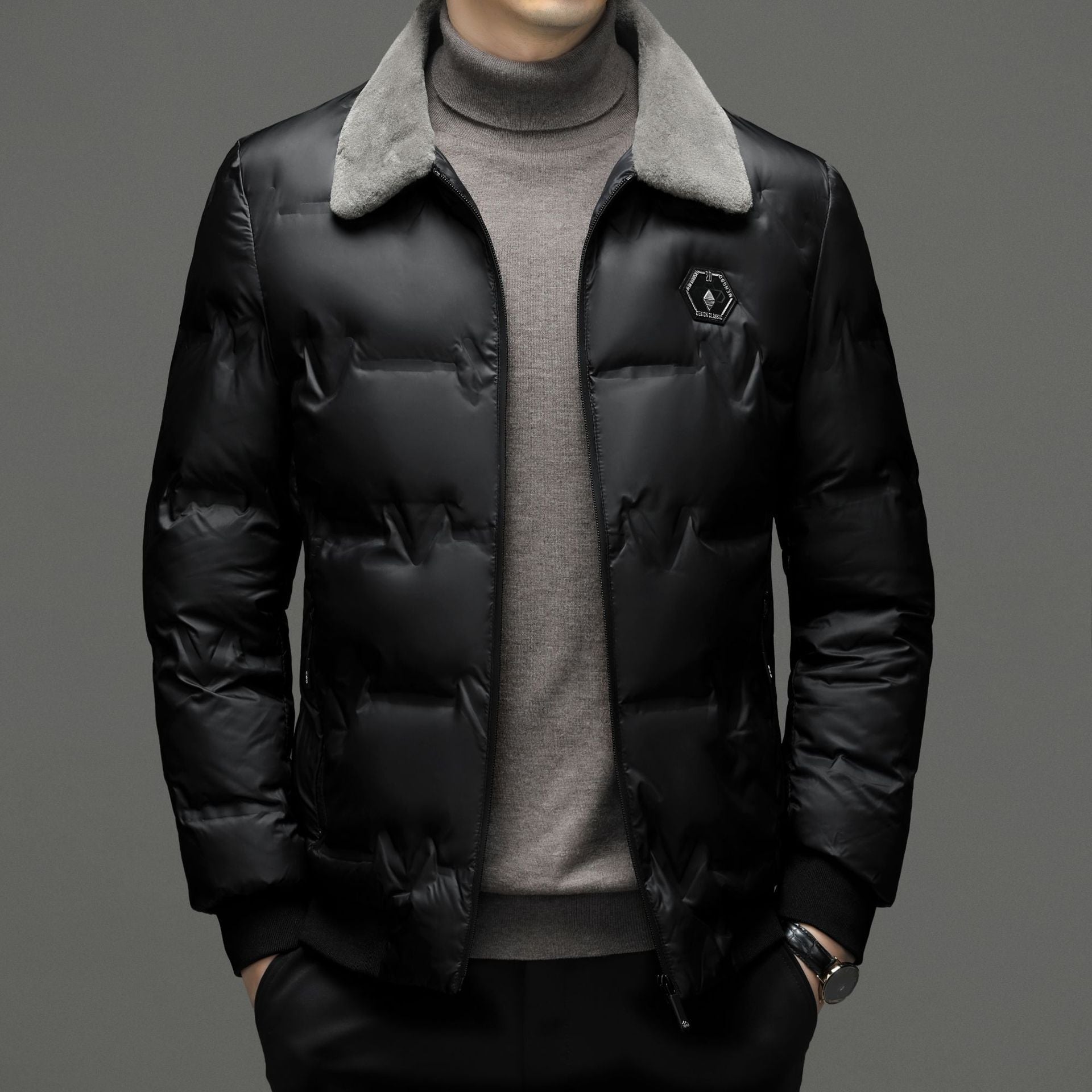 Men's Cotton-padded Jacket Winter Fur Collar Coat Men's Casual Jacket - KuzuSHOP