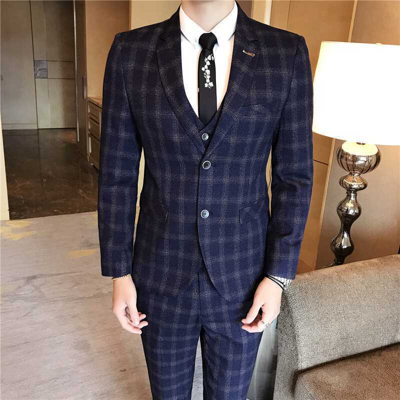 Slim Fit Trendy Men's Small Suit Three-piece Business Casual - KuzuSHOP