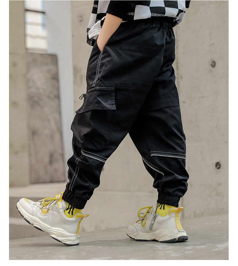 Drawstring Zipper Children's Casual Pants - KuzuSHOP
