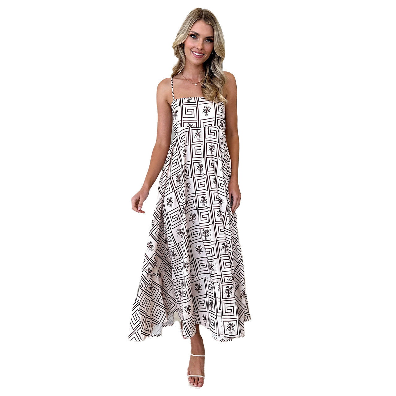 Floral Print Suspender Dress Summer Slim Fit Long Dresses For Womens Clothing - KuzuSHOP