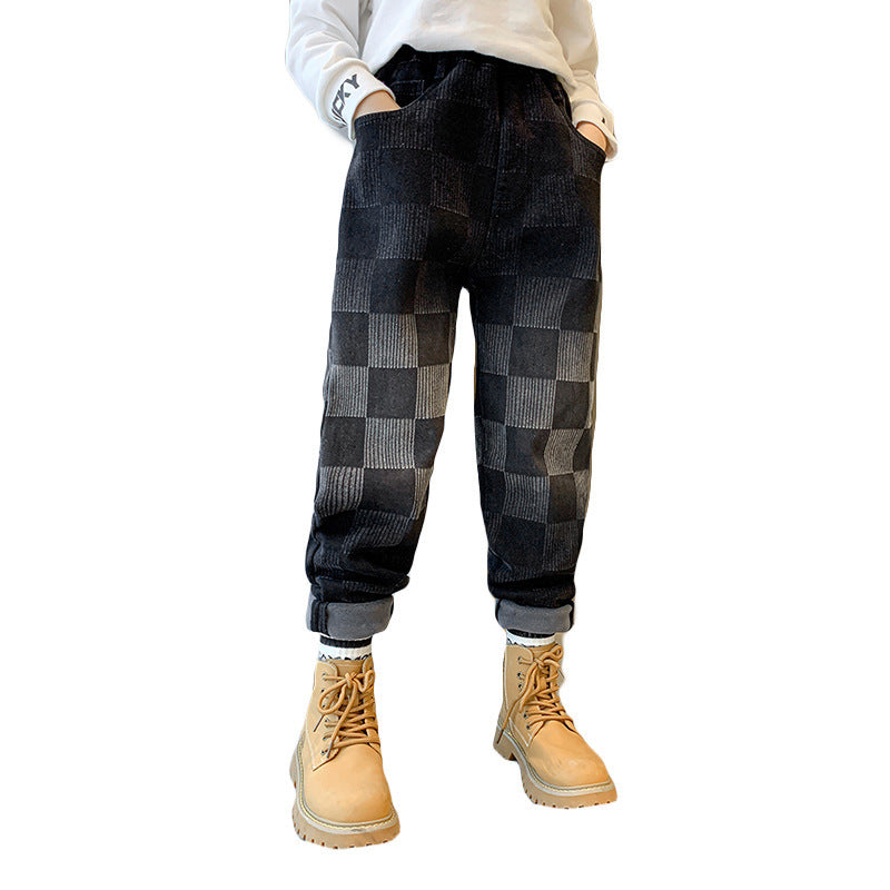 The New Boys' Plush Fleece Jeans Are Handsome - KuzuSHOP
