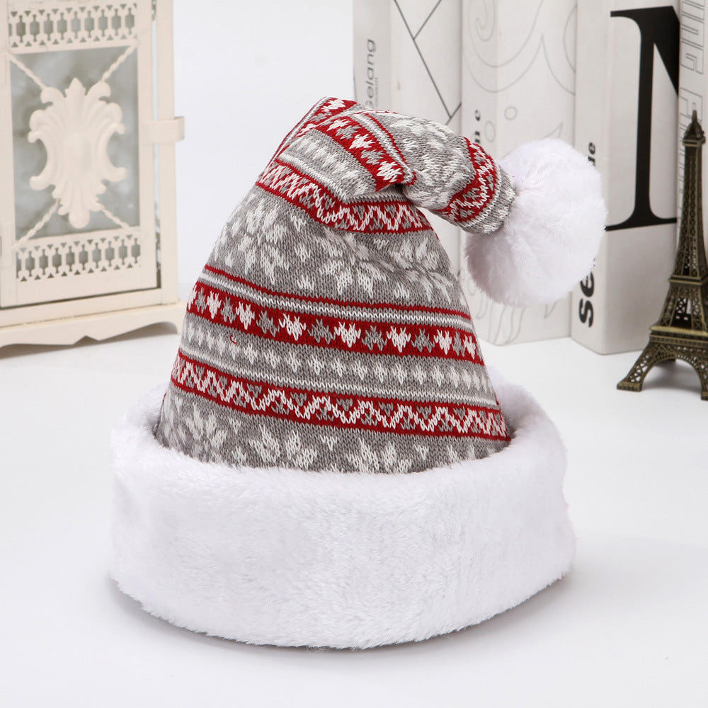 Snowflake Deer Knitted Wool Flannel Christmas Hat - KuzuSHOP
