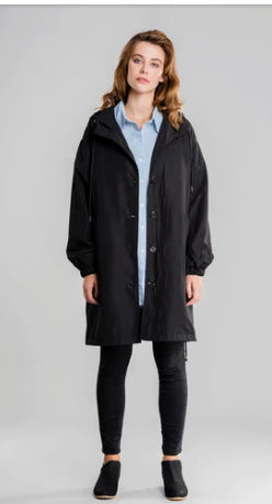 Plus Size Trench Coat Mid-length Loose Long Sleeve Jacket - KuzuSHOP
