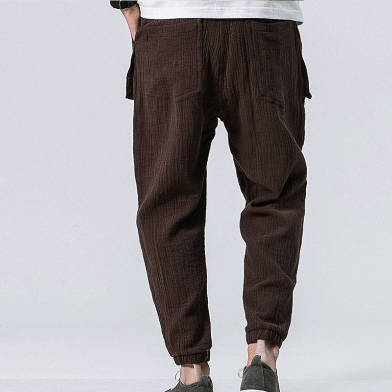 Casual double-layer wrinkled color beam leg pants - KuzuSHOP