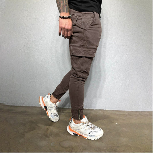 Drawstring zip woven pants - KuzuSHOP