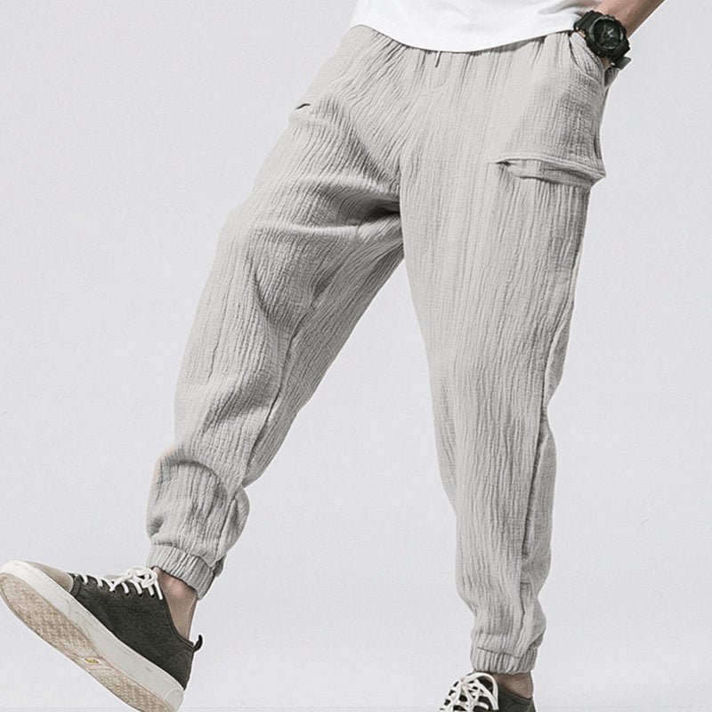 Casual double-layer wrinkled color beam leg pants