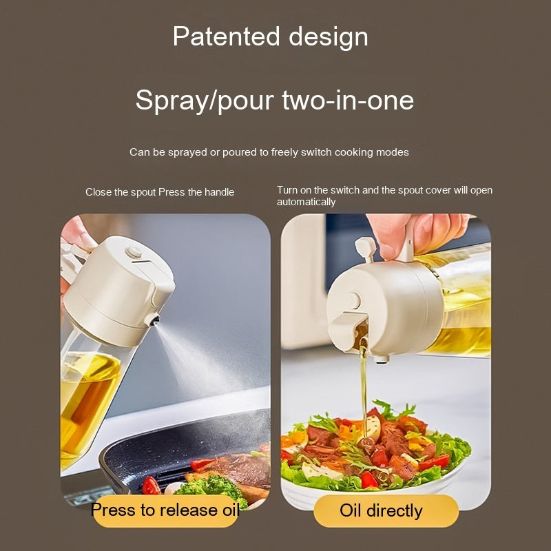 470ML Olive Oil Sprayer Dispenser For Cooking BBQ 2 In 1 Glass Oil Vinegar Soy Sauce Spray Kitchen Oil Bottle For Air Fryer - KuzuSHOP