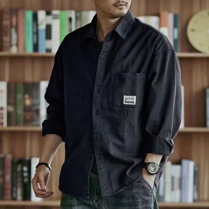 Men's Long Sleeve Leisure Cargo Coat Shirt - KuzuSHOP