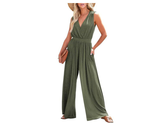 European And American Sleeveless Jumpsuit V-neck Elegant Women's Formal Casual - KuzuSHOP
