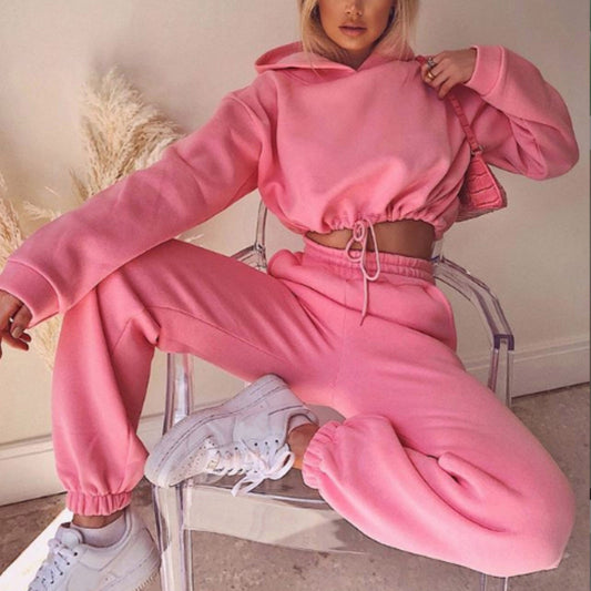 Jogging Suits For Women 2 Piece Sweatsuits Tracksuits Sexy Long Sleeve HoodieCasual Fitness Sportswear - KuzuSHOP