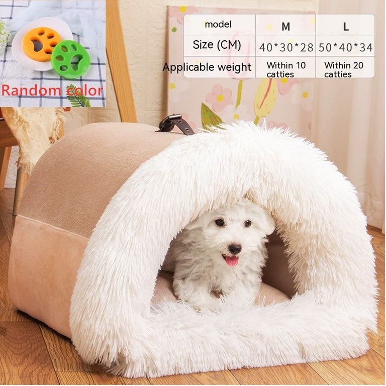New Splice Portable Pet Nest Portable Autumn And Winter Warm Dog Nest Moisture-proof Long Fur Cat Nest Cross Border Pet Nest - KuzuSHOP