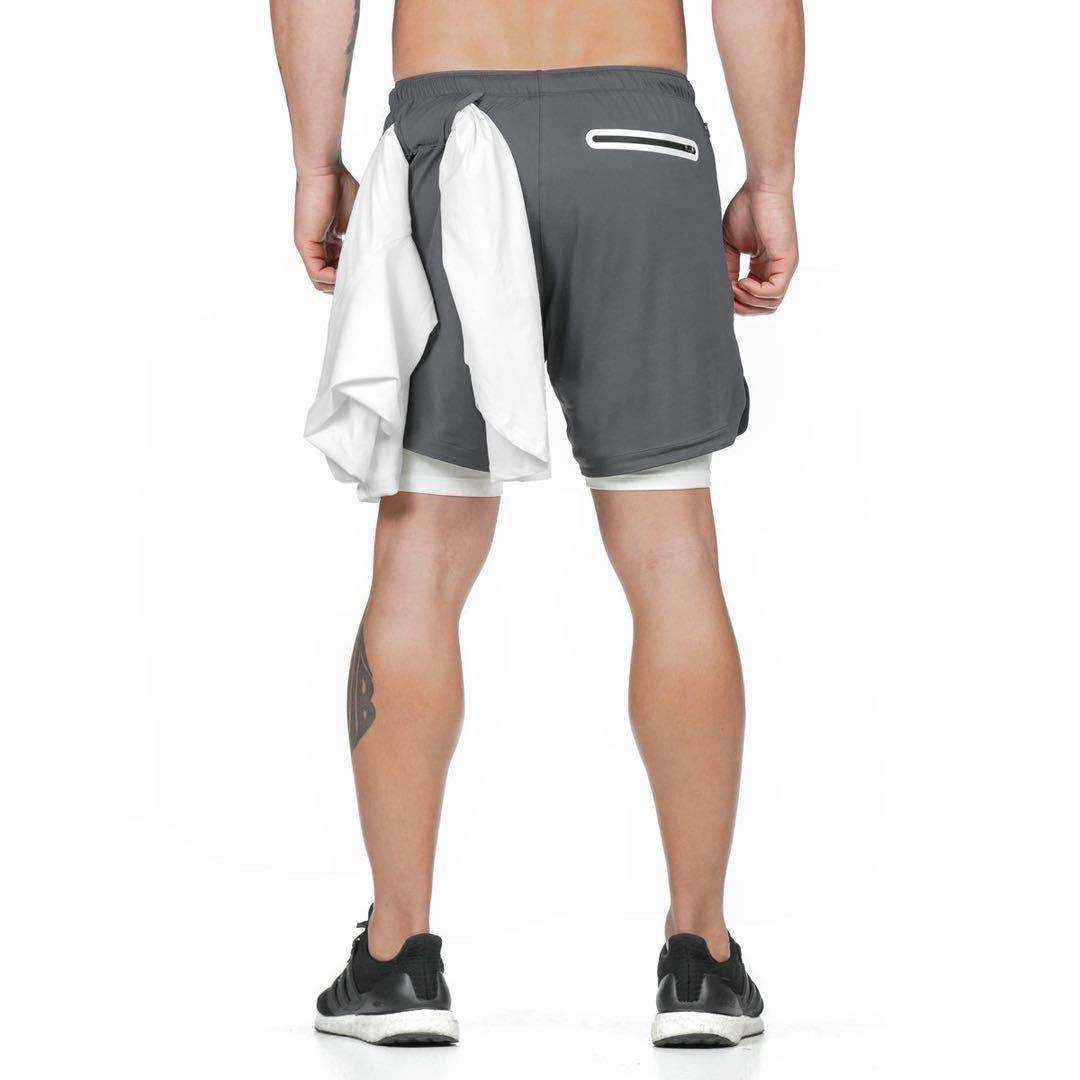 Running Shorts Men 2 In 1 Double-deck Quick Dry GYM Sport Shorts Fitness Jogging Workout Shorts Men Sports Short Pants - KuzuSHOP