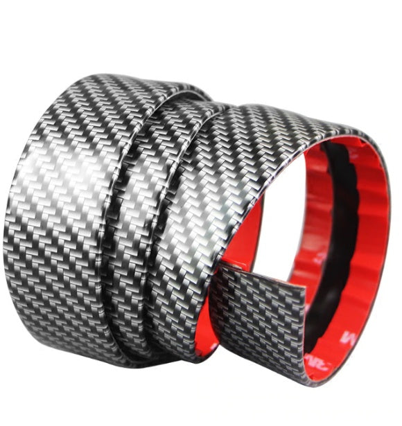 Automobile Threshold Bar Anti-stick General Door Side Bumper Stickers Universal Modified Pedal Trim Strips Carbon Fiber Pattern - KuzuSHOP