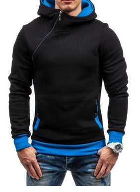 Brand Hoodie Oblique Zipper Solid Color Hoodies Men Fashion Tracksuit Male Sweatshirt Hoody Mens - KuzuSHOP