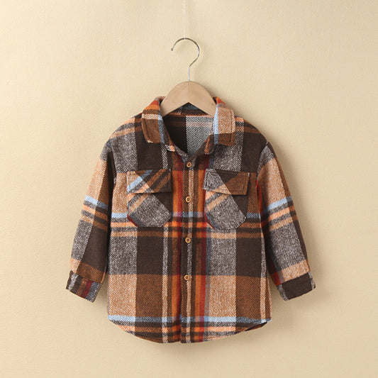 Girls Fashion Small Plaid Shirt Children's - KuzuSHOP