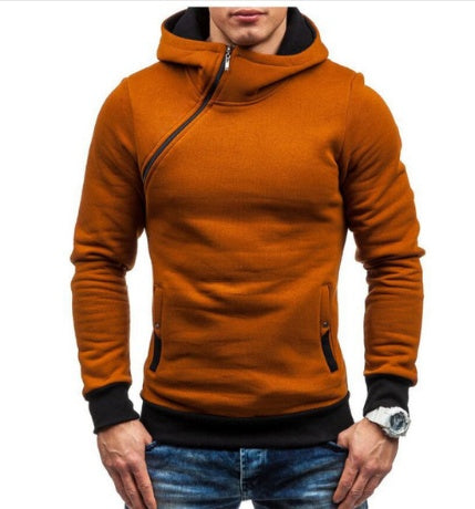 Brand Hoodie Oblique Zipper Solid Color Hoodies Men Fashion Tracksuit Male Sweatshirt Hoody Mens - KuzuSHOP