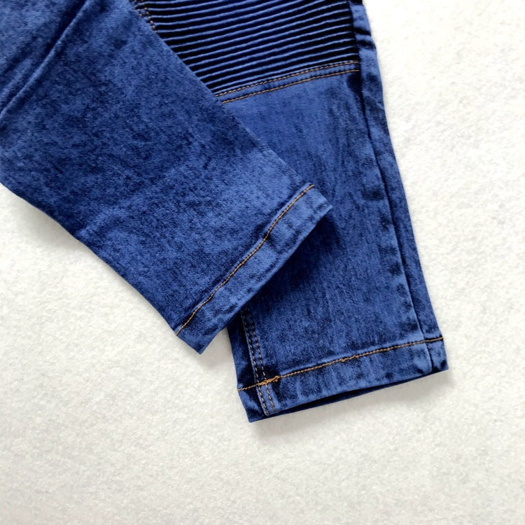 Crinkled Stretch Slim Fit Kids Trousers - KuzuSHOP