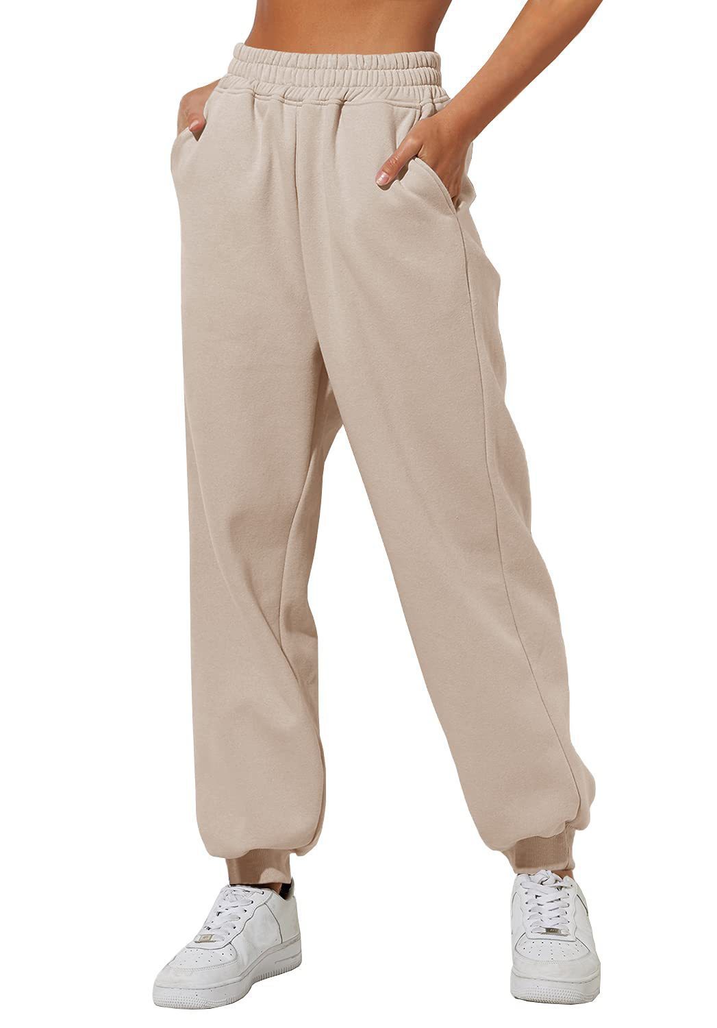 Women's Trousers With Pockets High Waist Loose Jogging Sports Pants Comfortable Casual Sweatshirt Pants - KuzuSHOP