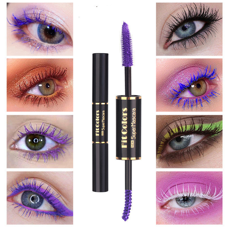 Double-headed Color Mascara Thick Curl More Than Waterproof Not Smudge White Eyebrow Dyeing - KuzuSHOP