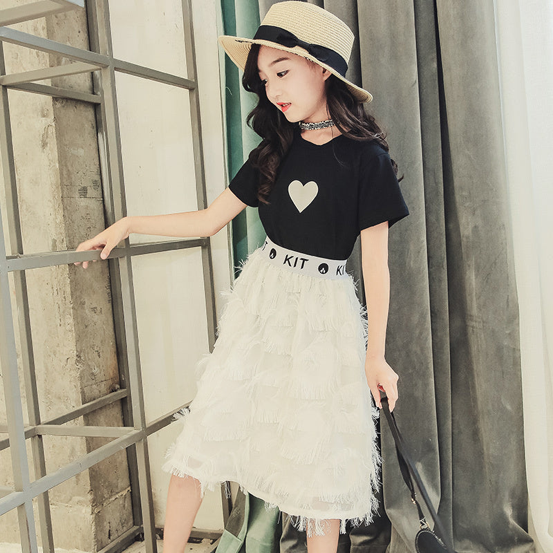 Girls summer dress net red suit skirt - KuzuSHOP