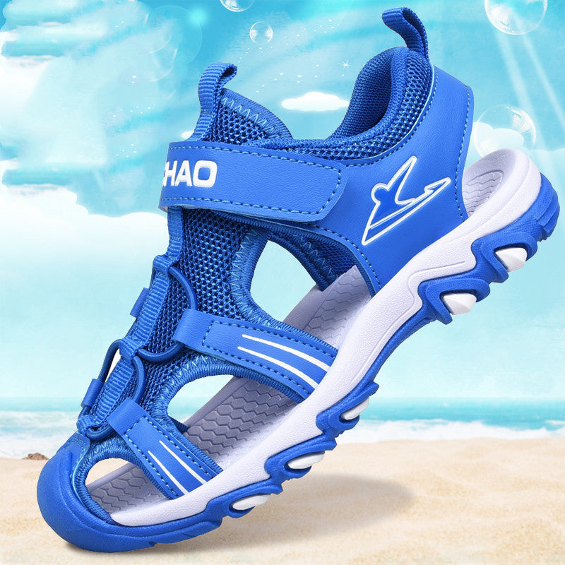 Boys Sandals Baotou Summer Soft Sole Black Children's Beach Shoes Boys Sandals Non-slip - KuzuSHOP