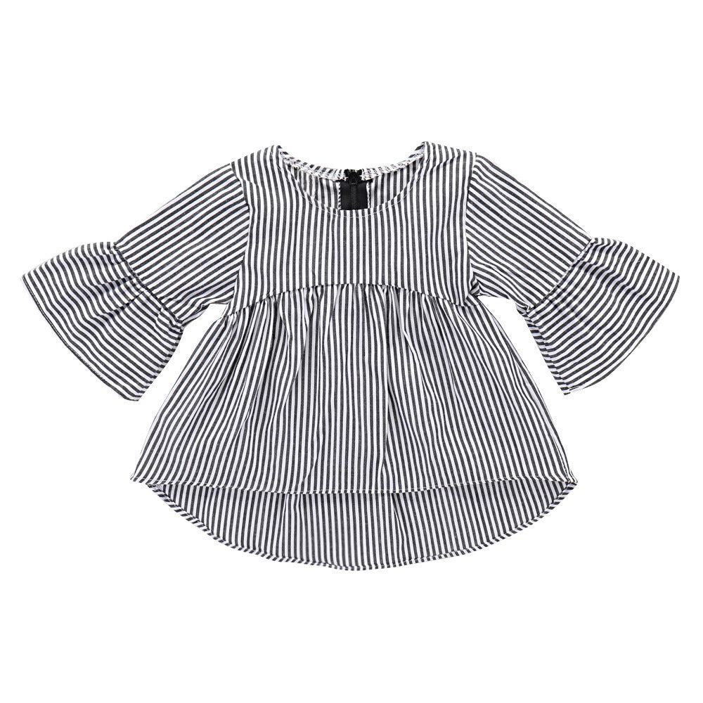 Flared Sleeve Classic Striped Tunic - KuzuSHOP