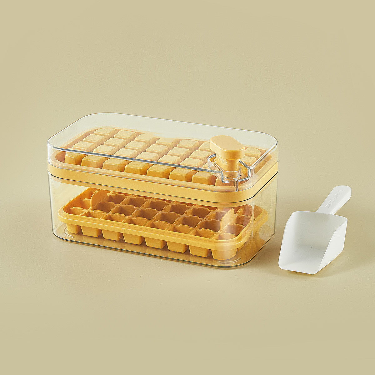 One-button Press Type Ice Mold Box Plastics Ice Cube Maker Ice Tray Mold With Storage Box With Lid Bar Kitchen Accessories - KuzuSHOP