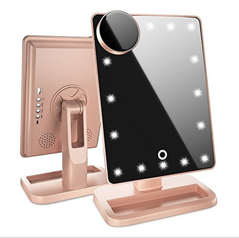 Touch Screen Makeup Mirror With 20 LED Light Bluetooth Music Speaker 10X Magnifying Mirrors Lights - KuzuSHOP