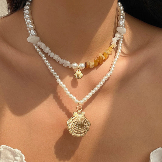 Beaded Shell Ocean Style Vintage Necklace - KuzuSHOP