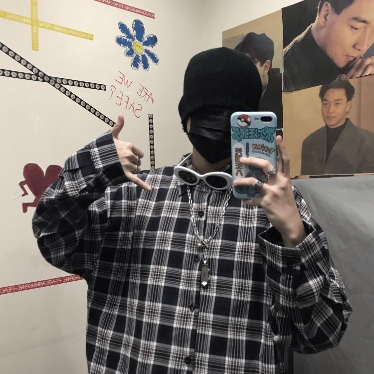 Vintage Plaid Long Sleeved Shirt Loose - KuzuSHOP