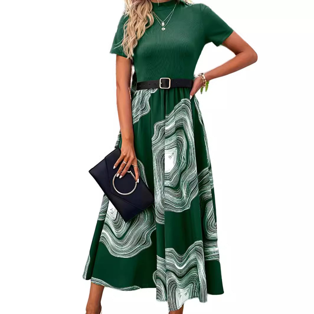 Elegant Graceful Printing Stitching Dress - KuzuSHOP
