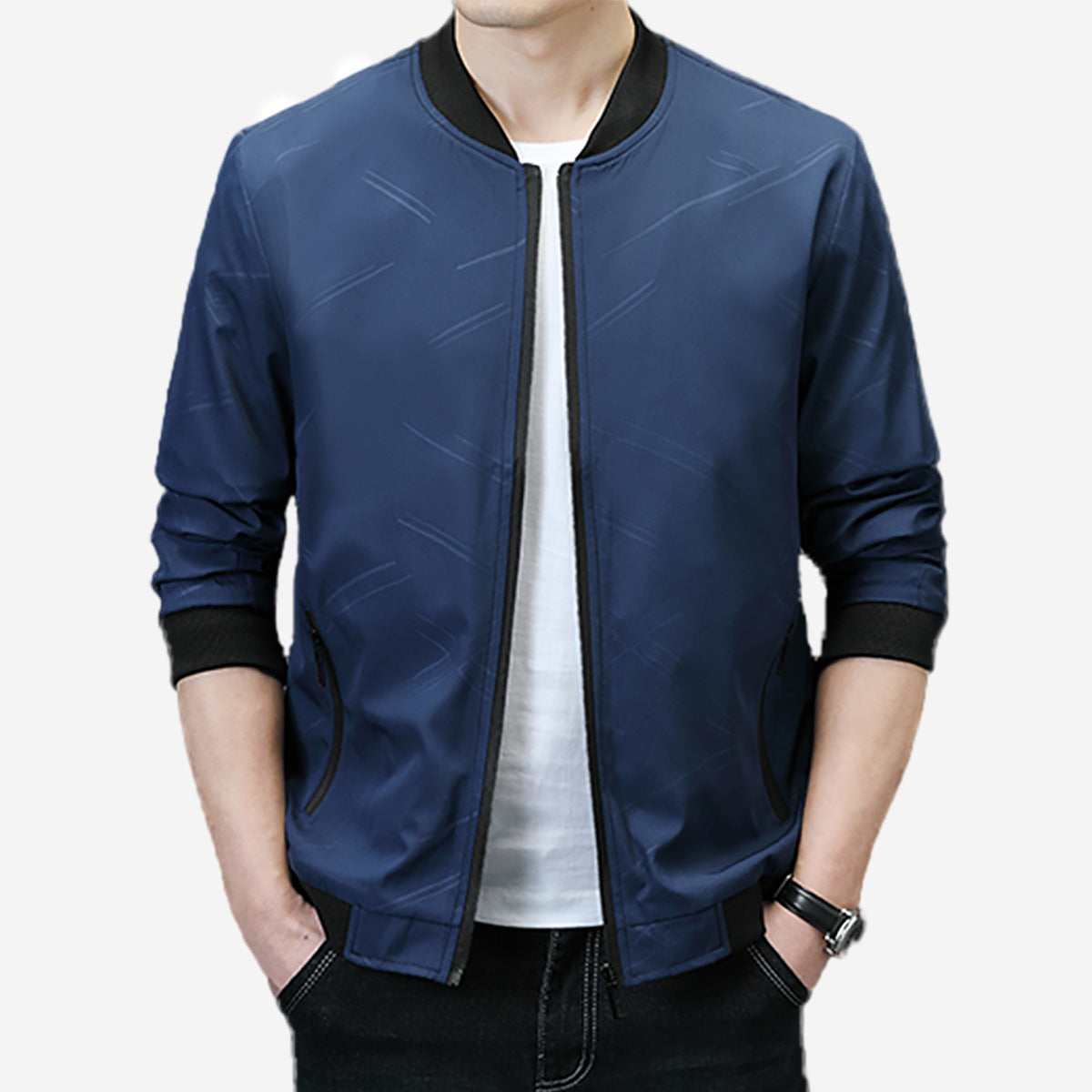 Casual Stand Collar Baseball Uniform Slim Jacket Men's Top - KuzuSHOP