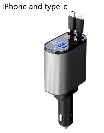Metal Car Charger 100W Super Fast Charging Car Cigarette Lighter USB And TYPE-C Adapter - KuzuSHOP