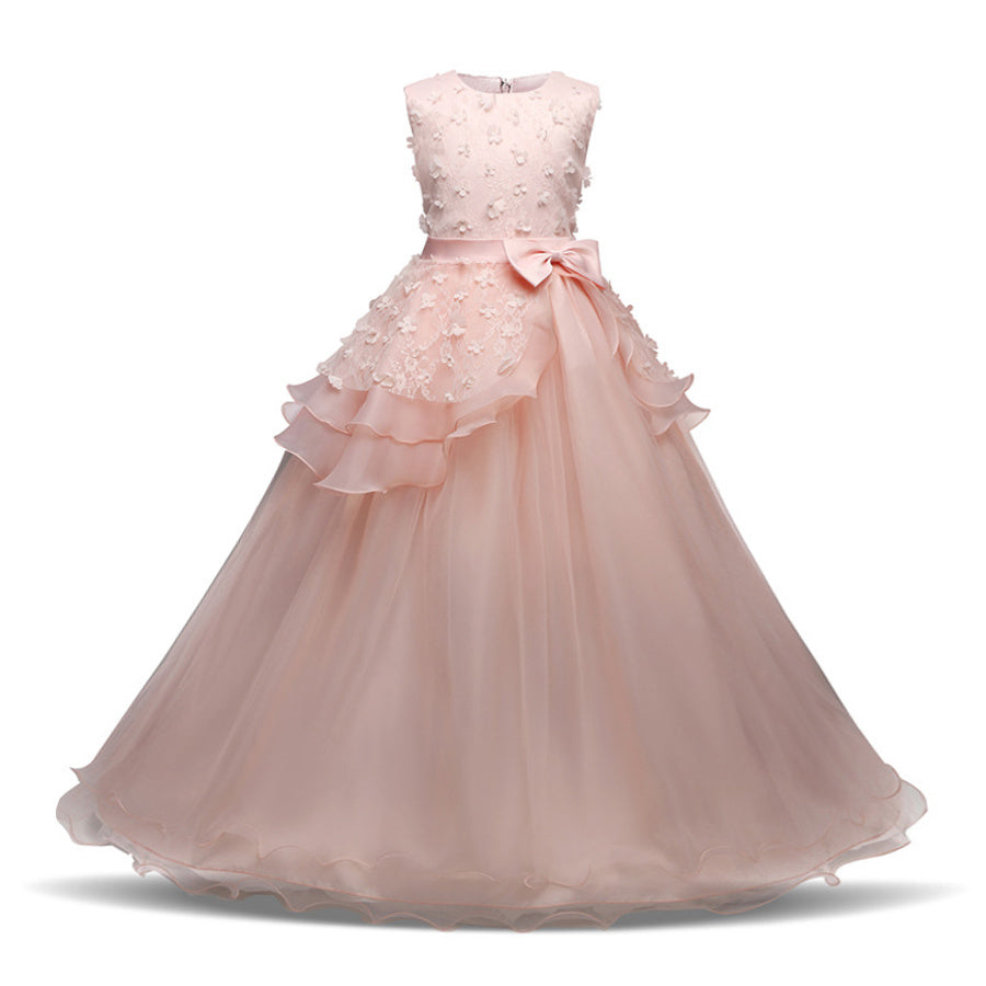 Children's trailing party dress lace skirt - KuzuSHOP