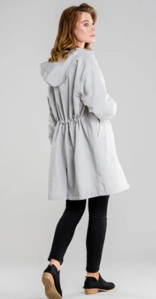 Plus Size Trench Coat Mid-length Loose Long Sleeve Jacket - KuzuSHOP