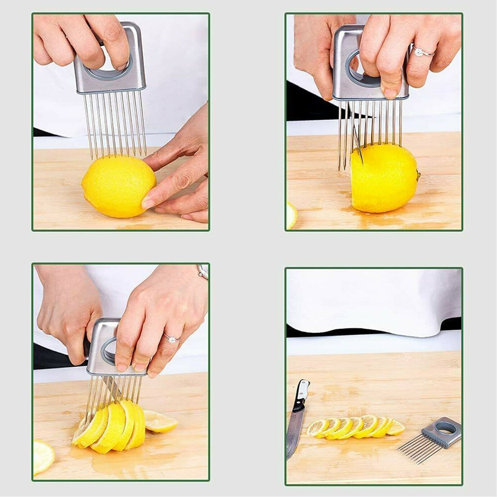 Onion Holder Slicer Vegetable tools Tomato Cutter Stainless Steel Kitchen Gadget - KuzuSHOP