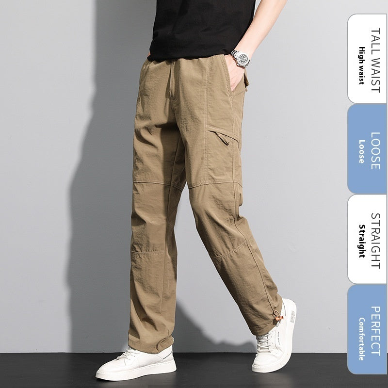 Thin Overalls Men's Casual Loose Ultrathin Khaki Straight - KuzuSHOP