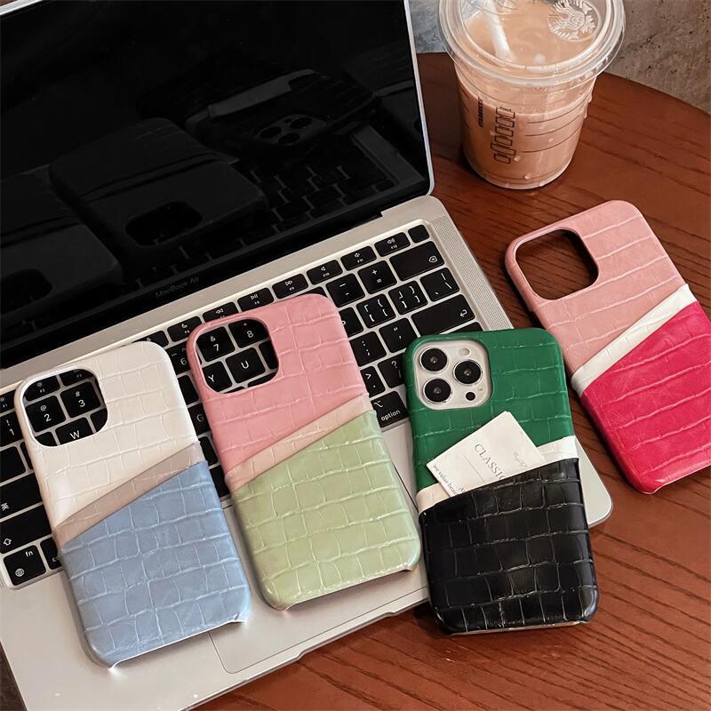 Double Card Leather Half Pack Phone Case - KuzuSHOP