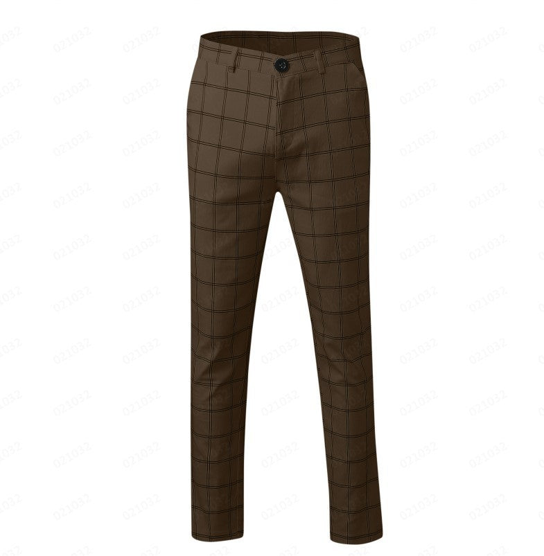 Spring And Autumn Slim Fit Men's Business Casual Pants Long Pants 3D Plaid - KuzuSHOP