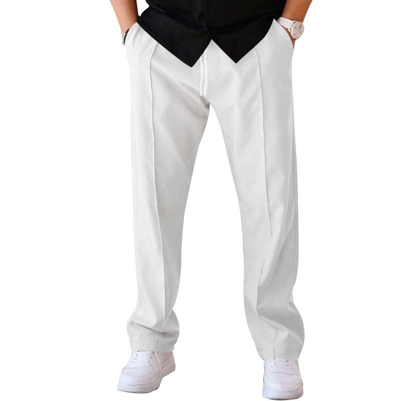 Men's Trousers Sports Casual Loose Straight Pants With Drawstring Design Clothing - KuzuSHOP