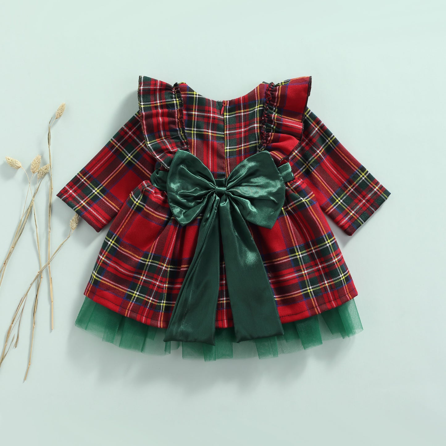 Girls Kids Red Checkered Bow Christmas Dress - KuzuSHOP