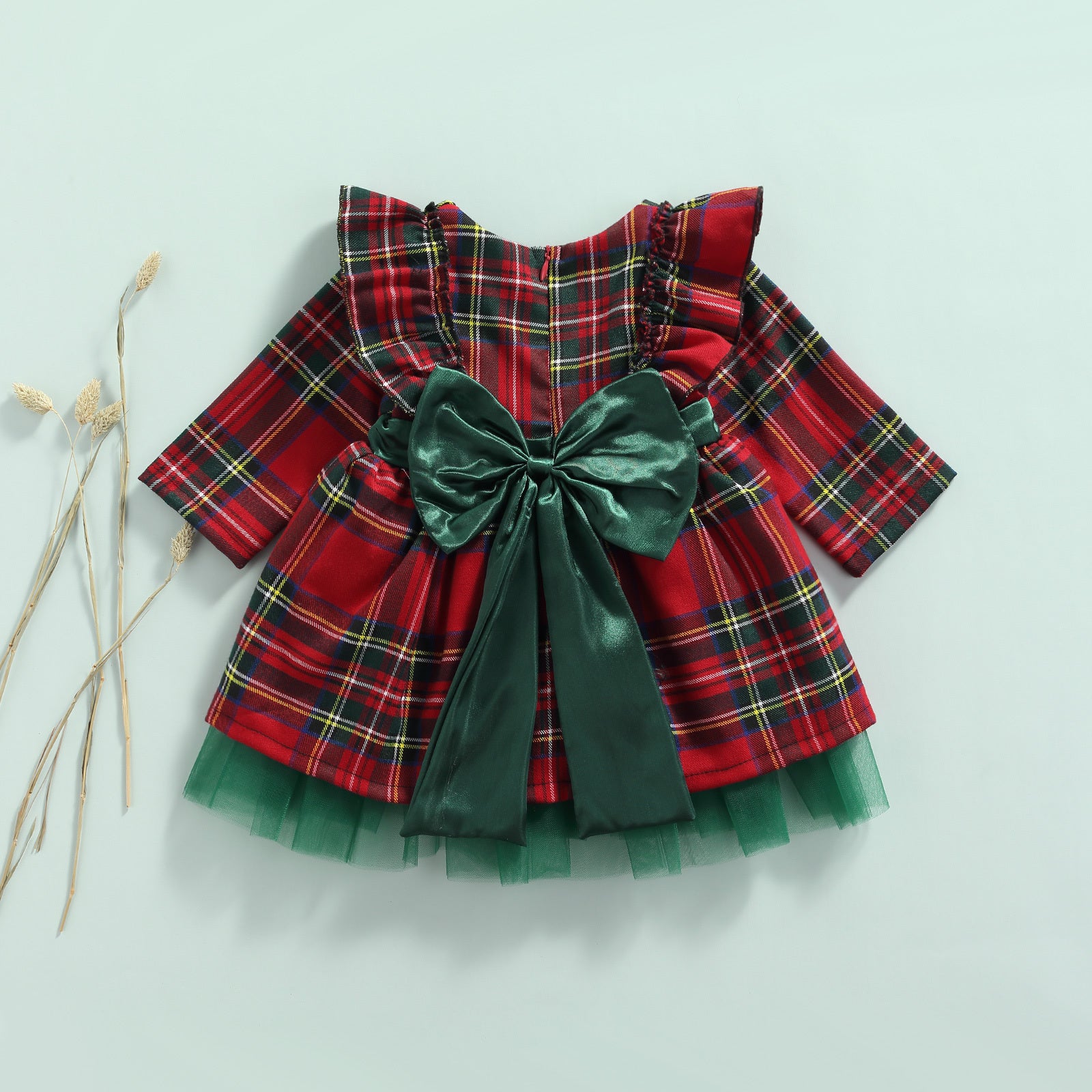 Girls Kids Red Checkered Bow Christmas Dress - KuzuSHOP