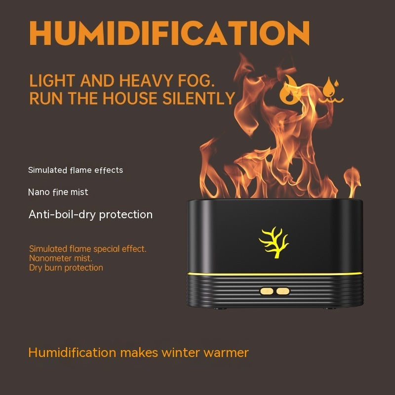 Flame Humidifier USB Smart Timing LED Electric Aroma Diffuser Simulation Fire Night Lamp Home Decor - KuzuSHOP