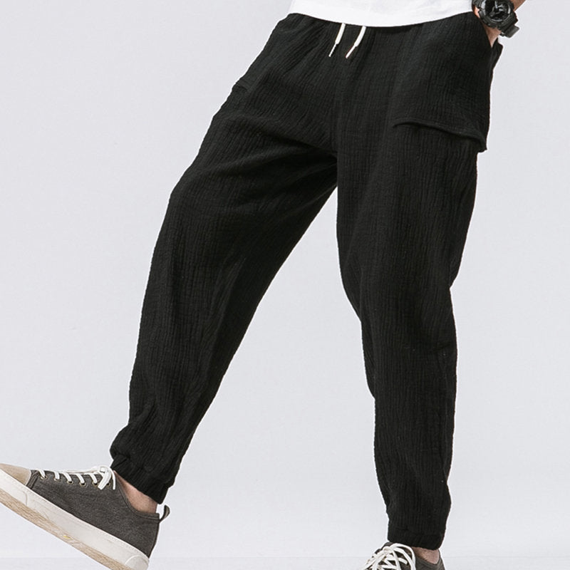 Casual double-layer wrinkled color beam leg pants - KuzuSHOP