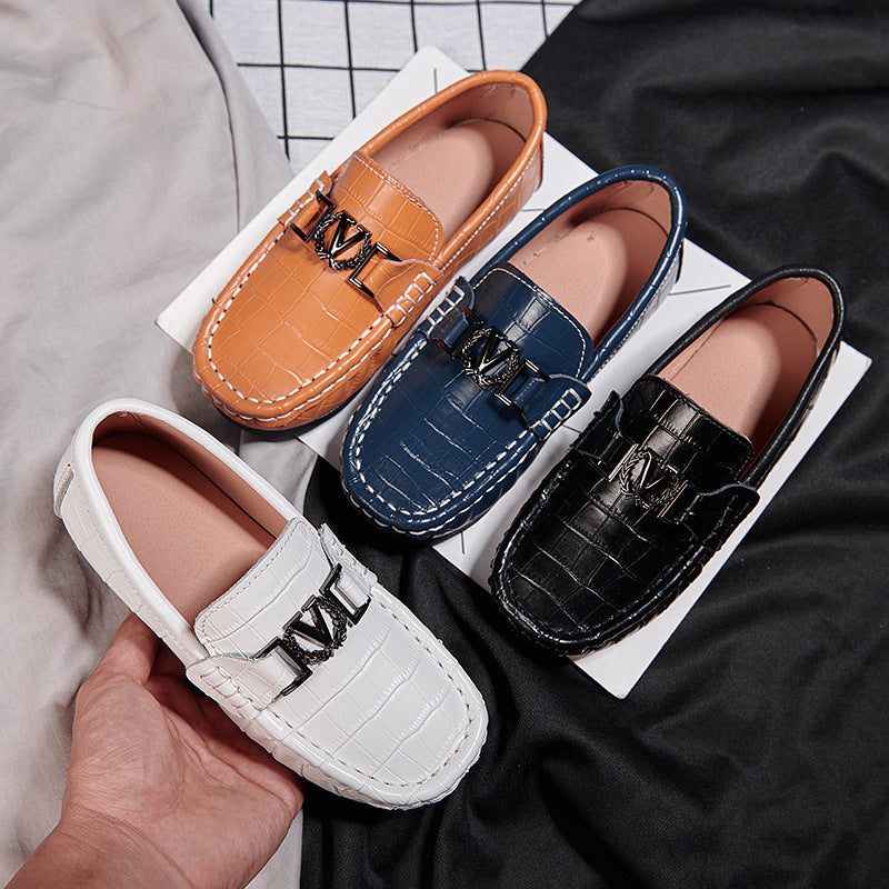 Children's Shoes Peas Shoes Children's Slip-on Leather Shoes - KuzuSHOP