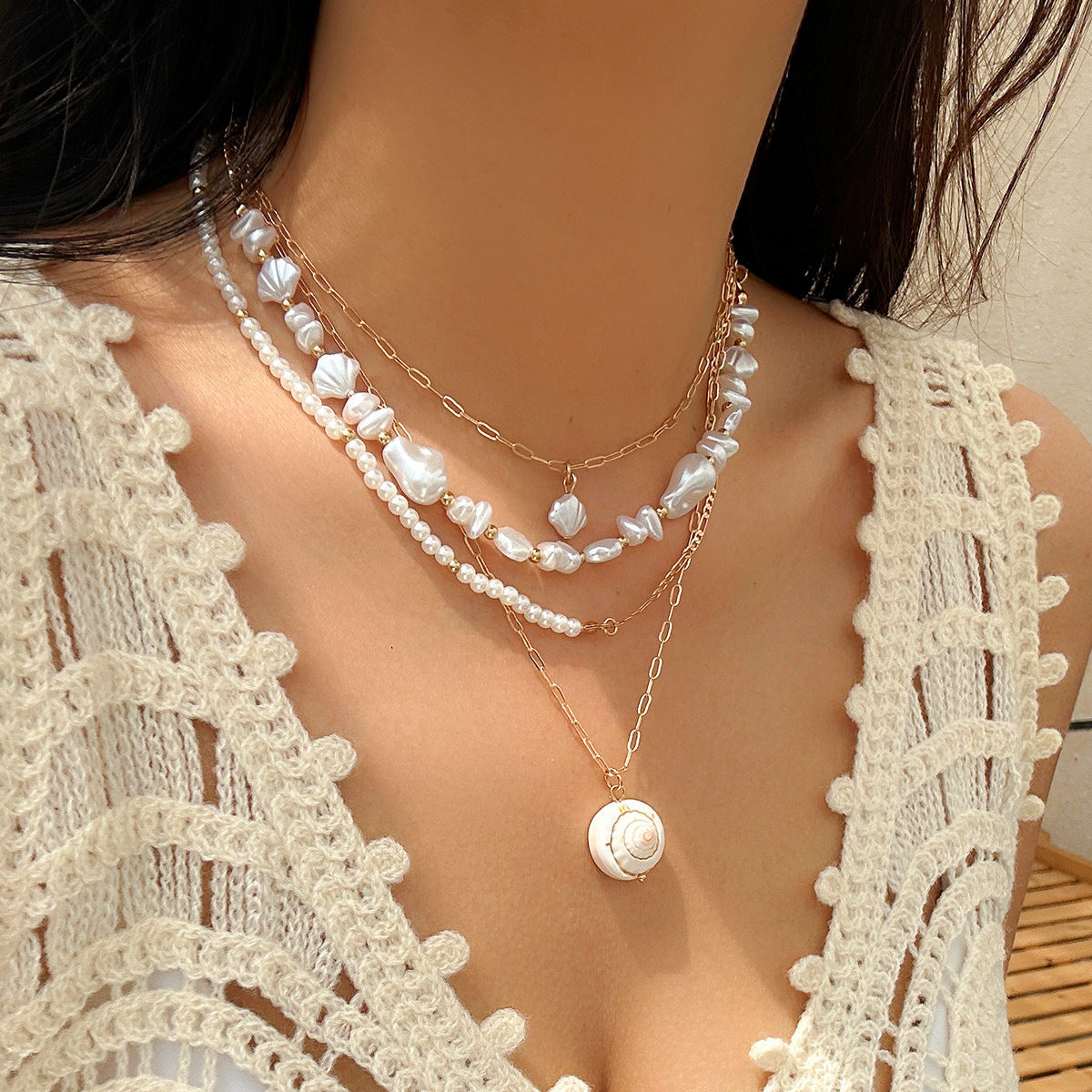Beaded Shell Ocean Style Vintage Necklace - KuzuSHOP