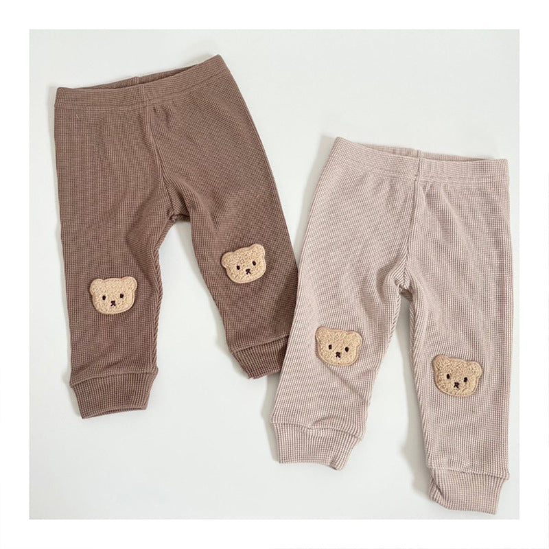 Waffle Bear Pants Baby Trousers Cute Outing Harem Pants - KuzuSHOP
