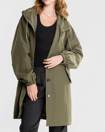 Plus Size Trench Coat Mid-length Loose Long Sleeve Jacket - KuzuSHOP