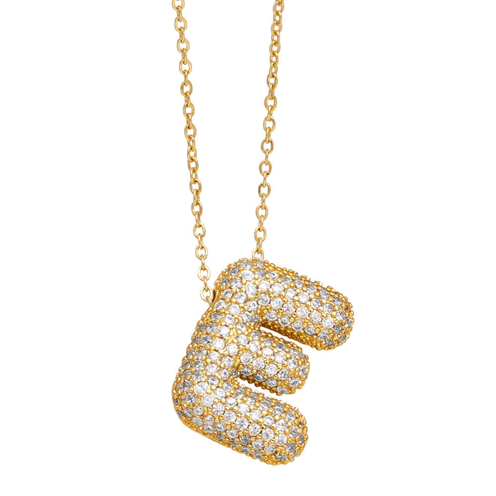 26 English Letter Necklace For Women Inlaid Zircon - KuzuSHOP
