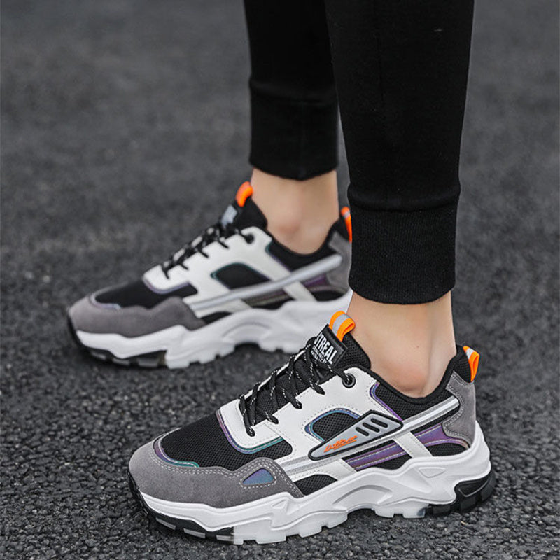 Black White Lace-up Sneakers Men Outdoor Breathable Csual Mesh Shoes Lightweight Running Sports Shoes - KuzuSHOP